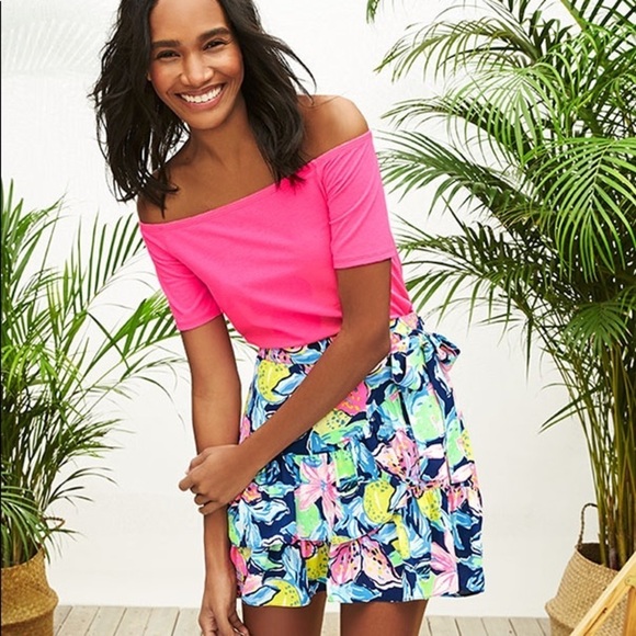 Lilly Pulitzer Keria Off The Should Knit Top Pink Cosmo - Picture 8 of 8